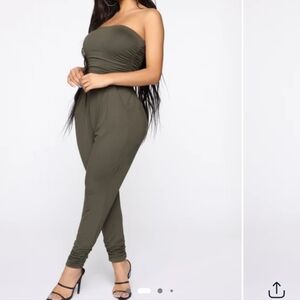 Strapless Olive Jumpsuit